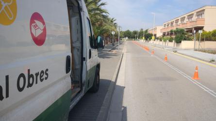 Obres aparcament passeig mediterrània mota (imatge d'arxiu)